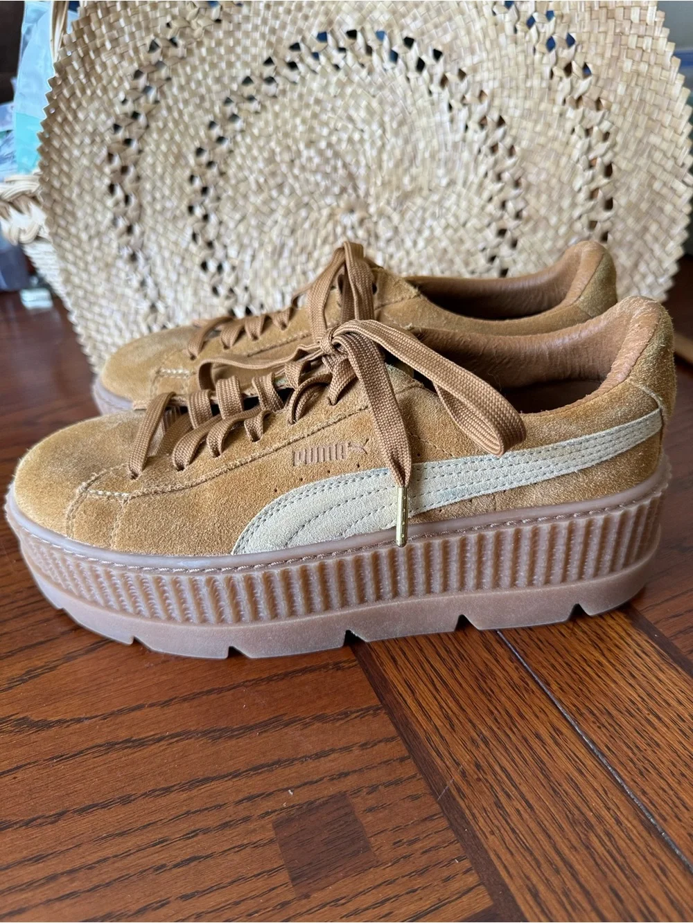 Fenty Rihanna X Puma Sz 9 Cleated Creeper Brown Suede Platform Sneakers Women’s